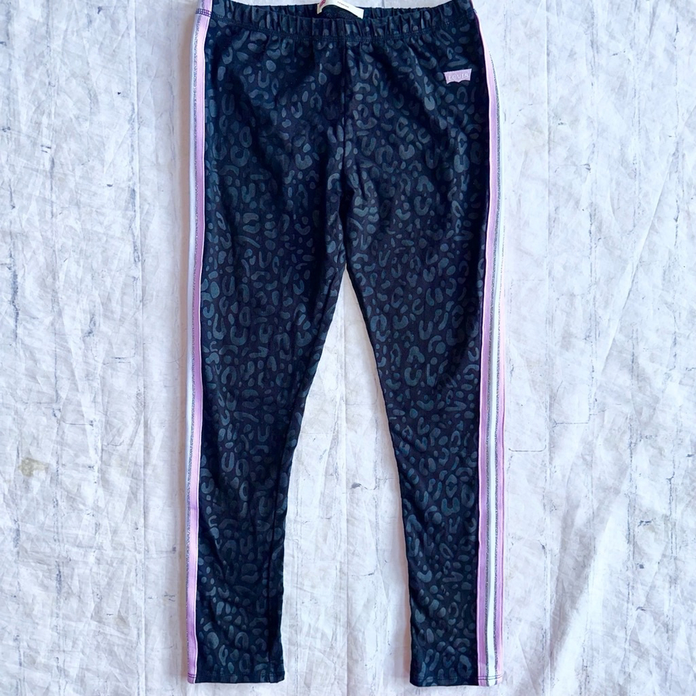 NWOT Girls Large Levi's Elastic Waist Pull On Leggings Black Cheetah Print